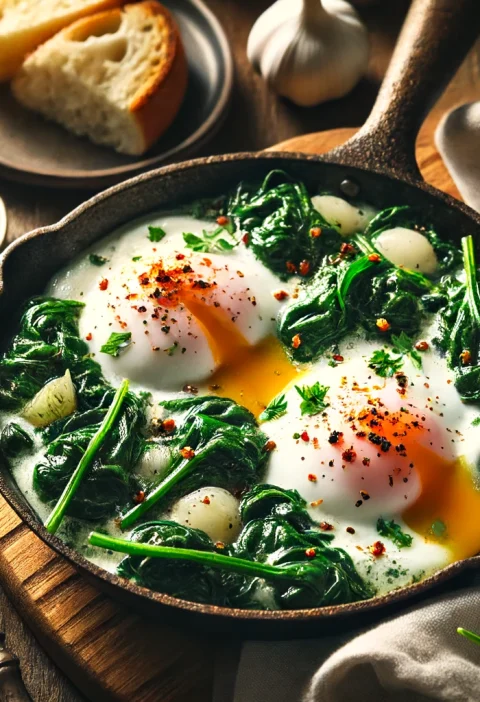 Ispanaklı Yumurta: Turkish Poached Eggs with Spinach