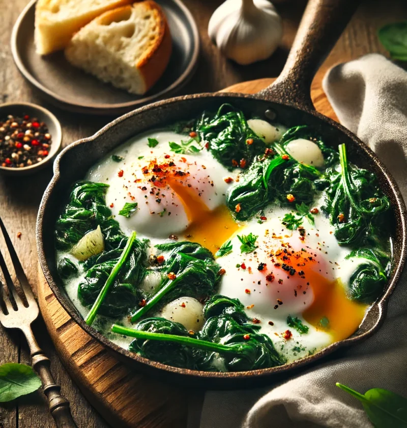 Ispanaklı Yumurta: Turkish Poached Eggs with Spinach