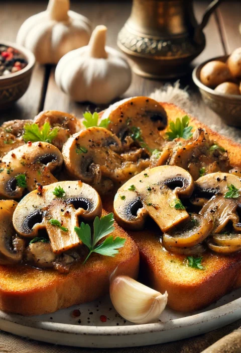 Turkish Garlic Mushrooms on Toast.