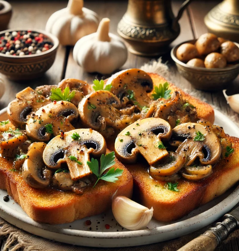 Turkish Garlic Mushrooms on Toast.