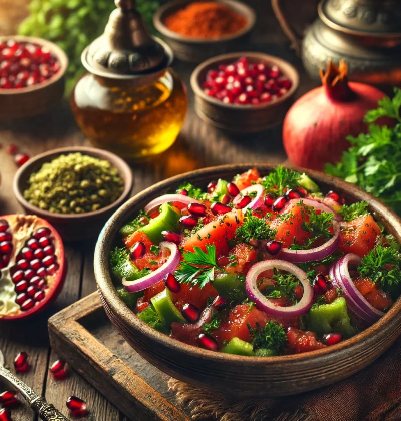 Turkish Spicy Salsa Recipe: Acılı Ezme with Fresh Herbs and Pomegranate